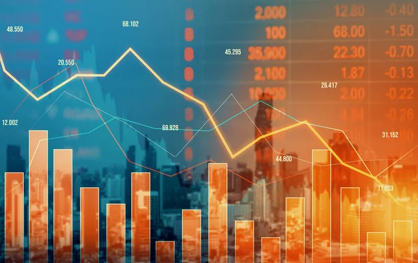 Economic Crisis Concept Shown Declining Graphs Digital Indicators Overlap Modernistic — Stock fotografie