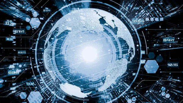 Futuristiskt Globalt Nätverk Och Tyst Digital Dataöverföring Grafik Begreppet Smart — Stockfoto