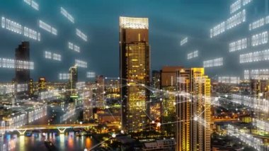 İş verileri analitik arayüzü akıllı şehrin üzerinde uçuyor ve iş zekasının geleceğini değiştiriyor. Stratejik plan için büyük verileri analiz etmek için bilgisayar yazılımı ve yapay zeka kullanılır .