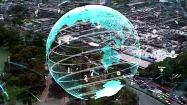 Otomasyon konseptini ve uzaktan kablosuz makine kontrolünü gösteren bir bilgisayar yazılımında fütüristik HUD kullanarak inşaat teknolojisi konsepti üzerinde değişiklik grafiği içeren konsept .