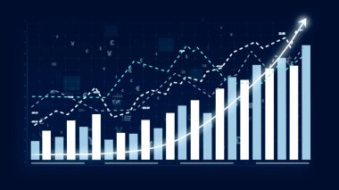 İma edici grafik grafiğindeki iş büyümesi konsepti pazarlama satışlarının gelecekteki hedefe arttığını gösteriyor. Şirket işlerinin yükselmesi için mükemmel bir mali durum. Finans ve para 3B oluşturma .