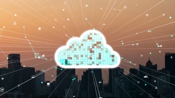 Technologie Cloud Computingu Line Ukládání Dat Pro Změnu Sdílení Dat — Stock video