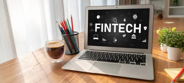 Fintech Οικονομικό Λογισμικό Τεχνολογίας Για Modish Επιχείρηση Για Αναλύσει Στρατηγική — Φωτογραφία Αρχείου