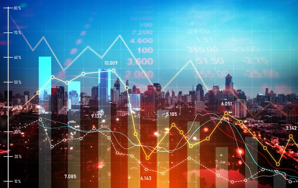 Digital Indicators Declining Graphs Stock Market Crash Overlap Backdrop Modernistic — Stok fotoğraf