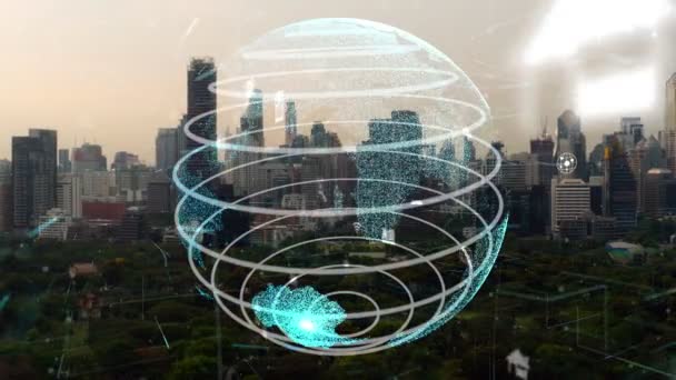 Global Anslutning Och Internet Nätverk Förändring Smarta Staden Begreppet Framtida — Stockvideo
