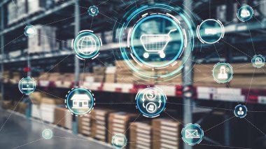 Omni channel technology of online retail business approach. Multichannel marketing on social media network offer service of internet payment channel, online retail shopping and omni digital app