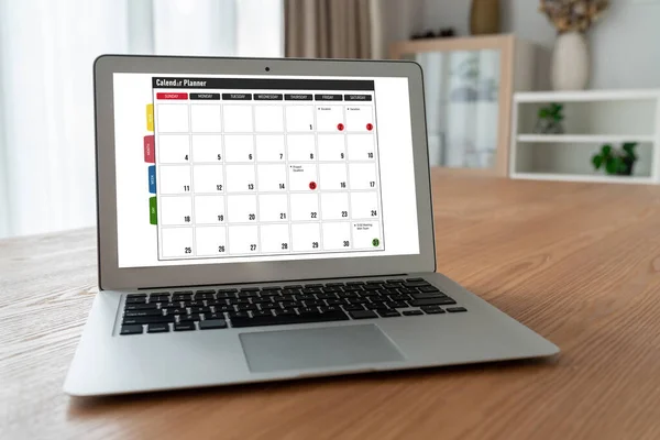 Calendar on computer software application for modish schedule planning for personal organizer and online business