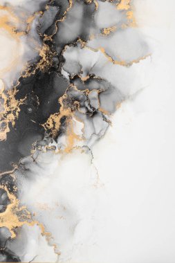 Soyut arkaplan için özgün tablodaki mermer mürekkep soyut sanat. Resim, Kintsuki mürekkep sanatının düz mermer arkaplan desenini yaratmak için yüksek kaliteli kağıt dokusuna boyanmış. .