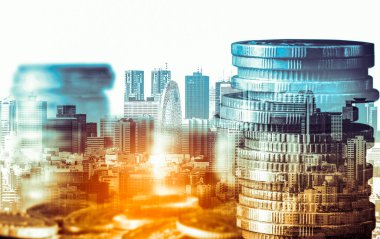 Finans ve para teknolojisi iş refahı ve varlık yönetimi kavramı. Yaratıcı grafik, refah karı elde etmek için değerli varlıklara yatırım yaparak ekonomi ve mali büyümeyi gösteriyor .