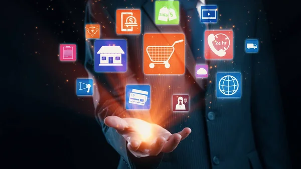 Omni Channel Technology Online Retail Business Approach Multichannel Marketing Social — Stockfoto