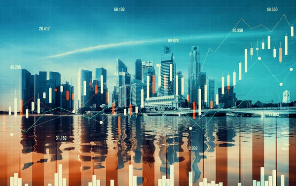 Background Financial Business Concept Digital Screen Financial Graphs Overlap Picture — Fotografia de Stock