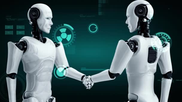 Futuristic Robot Artificial Intelligence Huminoid Industrial Factory Technology Development Machine — Video