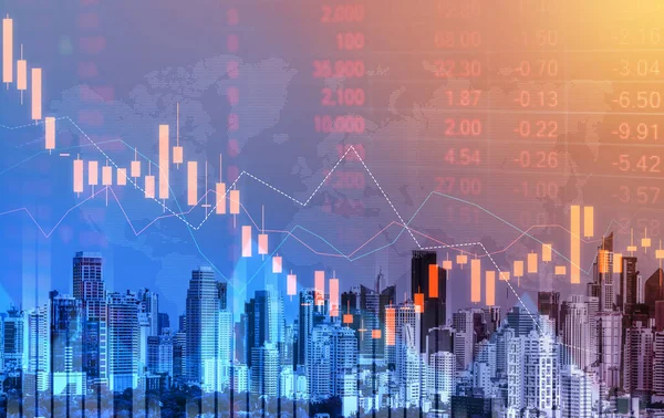 Digital Indicators Declining Graphs Stock Market Crash Overlap Backdrop Modernistic — Stockfoto