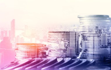 Finans ve para teknolojisi iş refahı ve varlık yönetimi kavramı. Yaratıcı grafik, refah karı elde etmek için değerli varlıklara yatırım yaparak ekonomi ve mali büyümeyi gösteriyor .