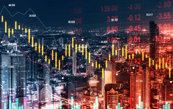 Digital Indicators Declining Graphs Stock Market Crash Overlap Backdrop Modernistic — Stockfoto