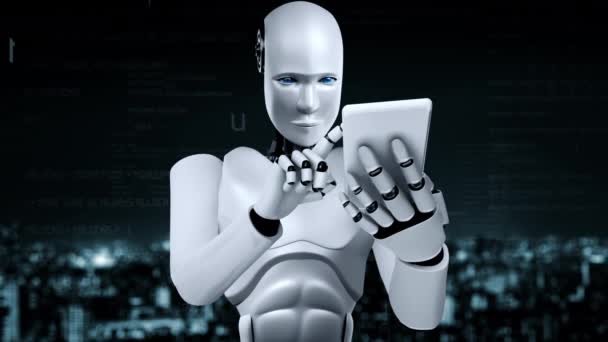 Futuristic Robot Artificial Intelligence Huminoid Programming Coding Technology Development Machine — Stock Video