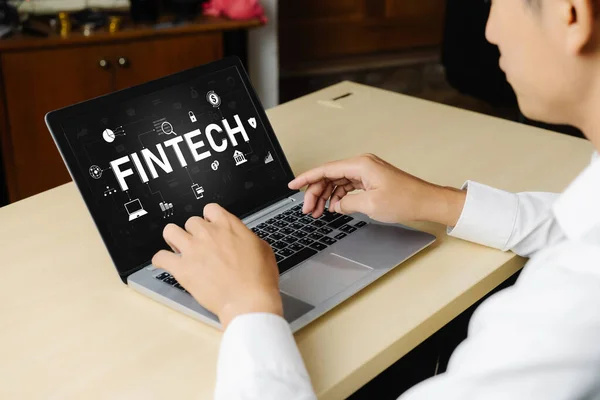 Fintech Οικονομικό Λογισμικό Τεχνολογίας Για Modish Επιχείρηση Για Αναλύσει Στρατηγική — Φωτογραφία Αρχείου