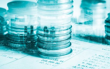 Finans ve para teknolojisi iş refahı ve varlık yönetimi kavramı. Yaratıcı grafik, refah karı elde etmek için değerli varlıklara yatırım yaparak ekonomi ve mali büyümeyi gösteriyor .