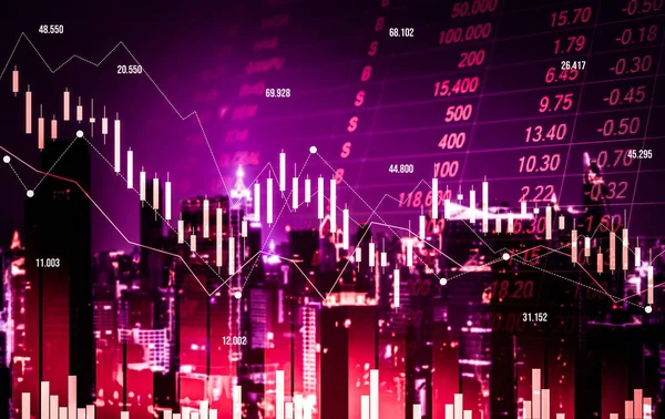 Stock Market Crash Declined Economic Graph Falling Digital Indicators Overlaps — Foto Stock