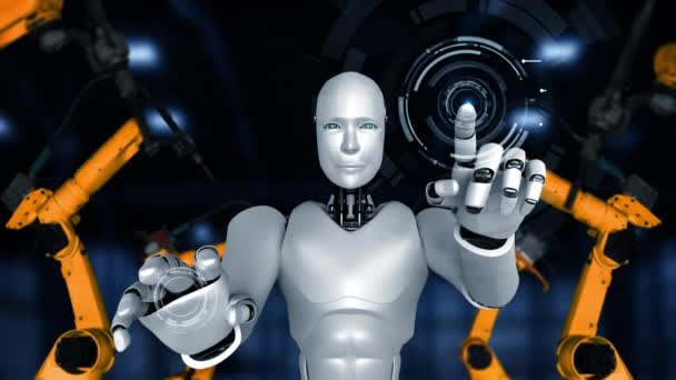 Разработаны Промышленные Роботы Роботизированные Руки Сборки Заводском Производстве Концепция Искусственного — стоковое видео