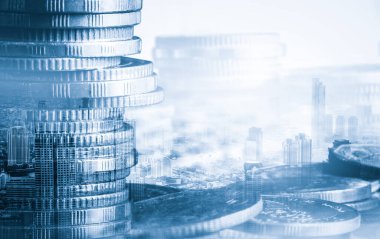 Finans ve para teknolojisi iş refahı ve varlık yönetimi kavramı. Yaratıcı grafik, refah karı elde etmek için değerli varlıklara yatırım yaparak ekonomi ve mali büyümeyi gösteriyor .