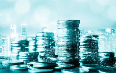 Finans ve para teknolojisi iş refahı ve varlık yönetimi kavramı. Yaratıcı grafik, refah karı elde etmek için değerli varlıklara yatırım yaparak ekonomi ve mali büyümeyi gösteriyor .