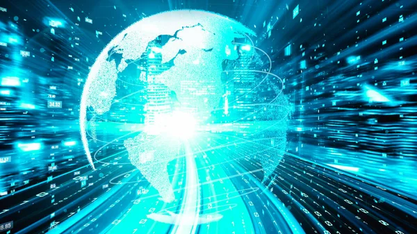Futuristiskt Globalt Nätverk Och Tyst Digital Dataöverföring Grafik Begreppet Smart — Stockfoto