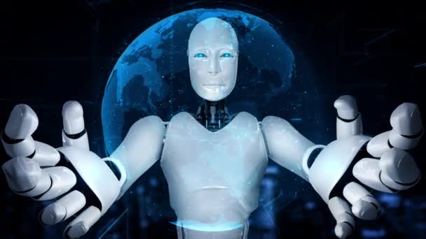 Futuristic Robot Artificial Intelligence Huminoid Programming Coding Technology Development Machine — Vídeo de stock