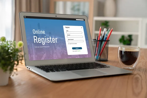 Online Registration Form Modish Form Filling Internet Website — Stock Photo, Image