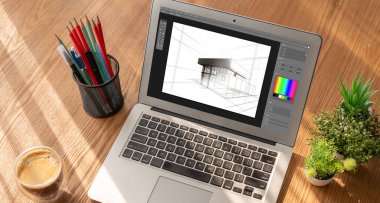 Mimari iş ve profesyonel tasarımcı için mimari tasarım modem yazılım uygulaması