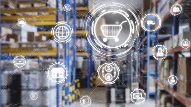 Omni channel technology of online retail business approach. Multichannel marketing on social media network offer service of internet payment channel, online retail shopping and omni digital app