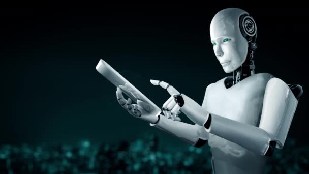 Futuristic Robot Artificial Intelligence Huminoid Transportation Analytic Technology Development Machine — Vídeo de stock