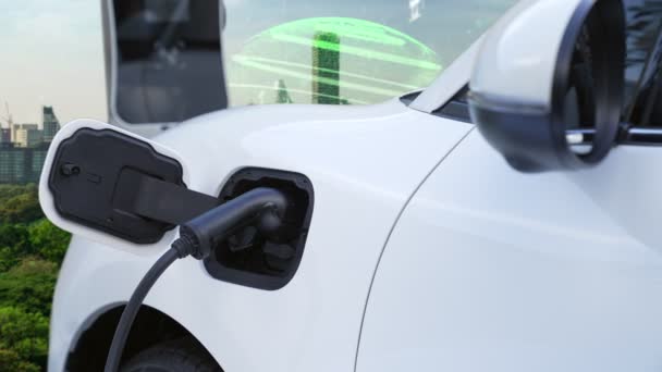 Progresywne Zielone Miasto Tło Symbolu Esg Pojazdem Elektrycznym Energia Ładowania — Wideo stockowe