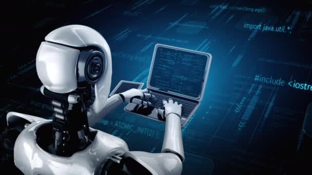 Futuristic Robot Artificial Intelligence Huminoid Programming Coding Technology Development Machine — Video