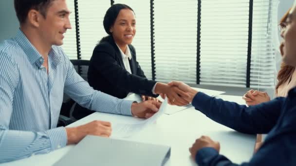 Commercial Contract Signed Competent People Various Ethnicities Shake Hands Trade — Stockvideo