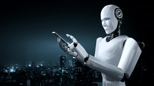 Futuristic Robot Artificial Intelligence Huminoid Data Analytic Technology Development Machine — Stock videók