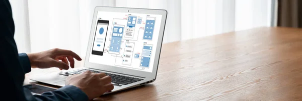 Processus Conception Interface Utilisateur Pour Application Mobile Site Web Prototype — Photo