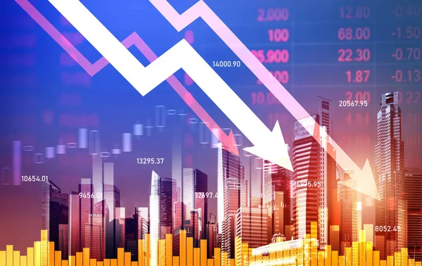 Digital Indicators Declining Graphs Stock Market Crash Overlap Backdrop Modernistic — Stockfoto