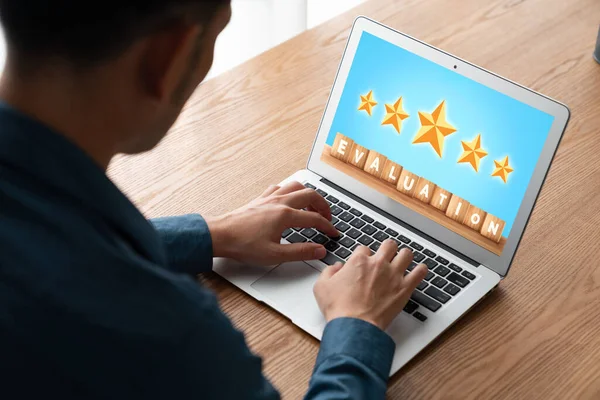 Satisfacción Del Cliente Análisis Evaluación Ordenador Software Moderno Para Planificación — Foto de Stock