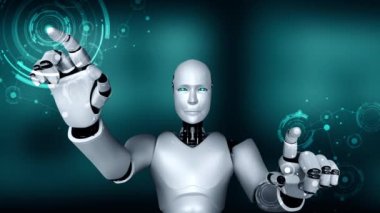 Futuristic robot artificial intelligence huminoid AI for industrial factory technology development and machine learning concept. robotic bionic science research for future of human life. 3D rendering.