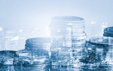Finans ve para teknolojisi iş refahı ve varlık yönetimi kavramı. Yaratıcı grafik, refah karı elde etmek için değerli varlıklara yatırım yaparak ekonomi ve mali büyümeyi gösteriyor .