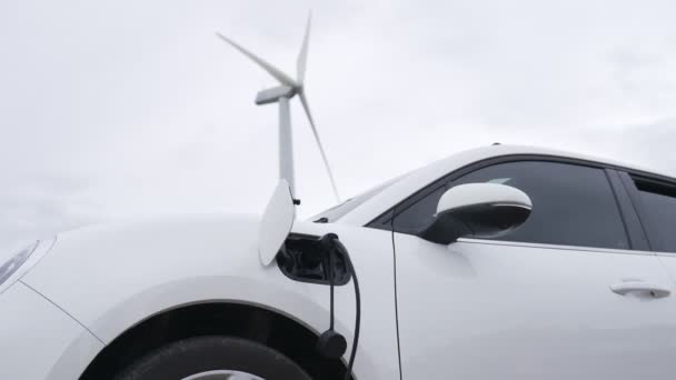 Conceptul Infrastructură Energetică Viitoare Progresivă Vehiculului Electric Încărcat Stația Încărcare — Videoclip de stoc