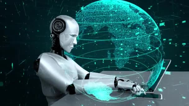 Futuristic Robot Artificial Intelligence Huminoid Data Analytic Technology Development Machine — Αρχείο Βίντεο