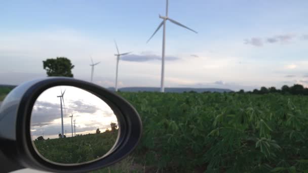 Lerleyen Gelecek Enerji Altyapısı Rüzgar Türbini Kavramı Rüzgar Türbininin Yeşil — Stok video