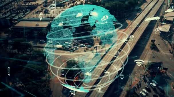 Veranderingsconcept Voor Slimme Vervoerstechnologie Voor Toekomstige Wegverkeersleiding Virtueel Intelligent Systeem — Stockvideo